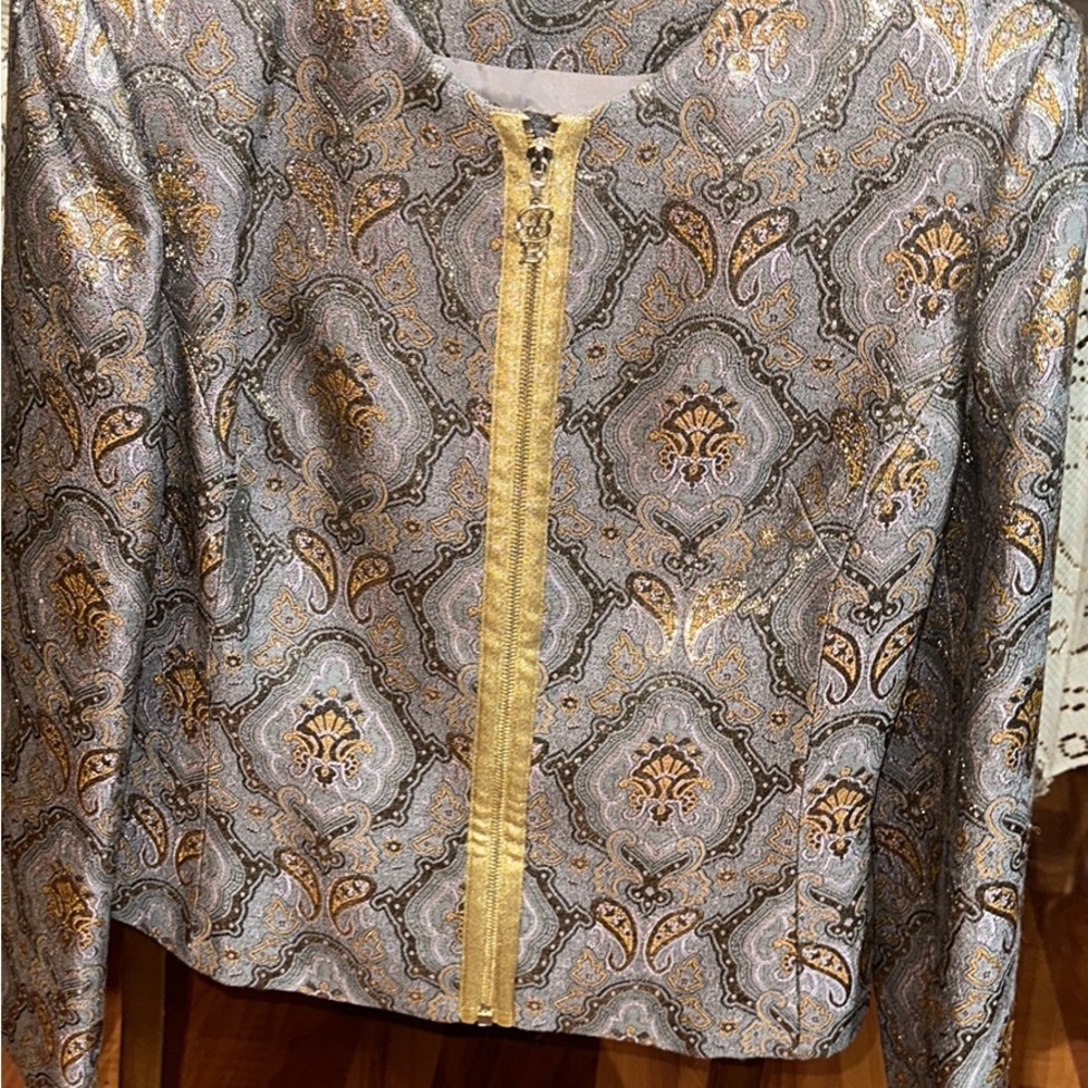 Elegant Gold and Silver Brocade Jacket